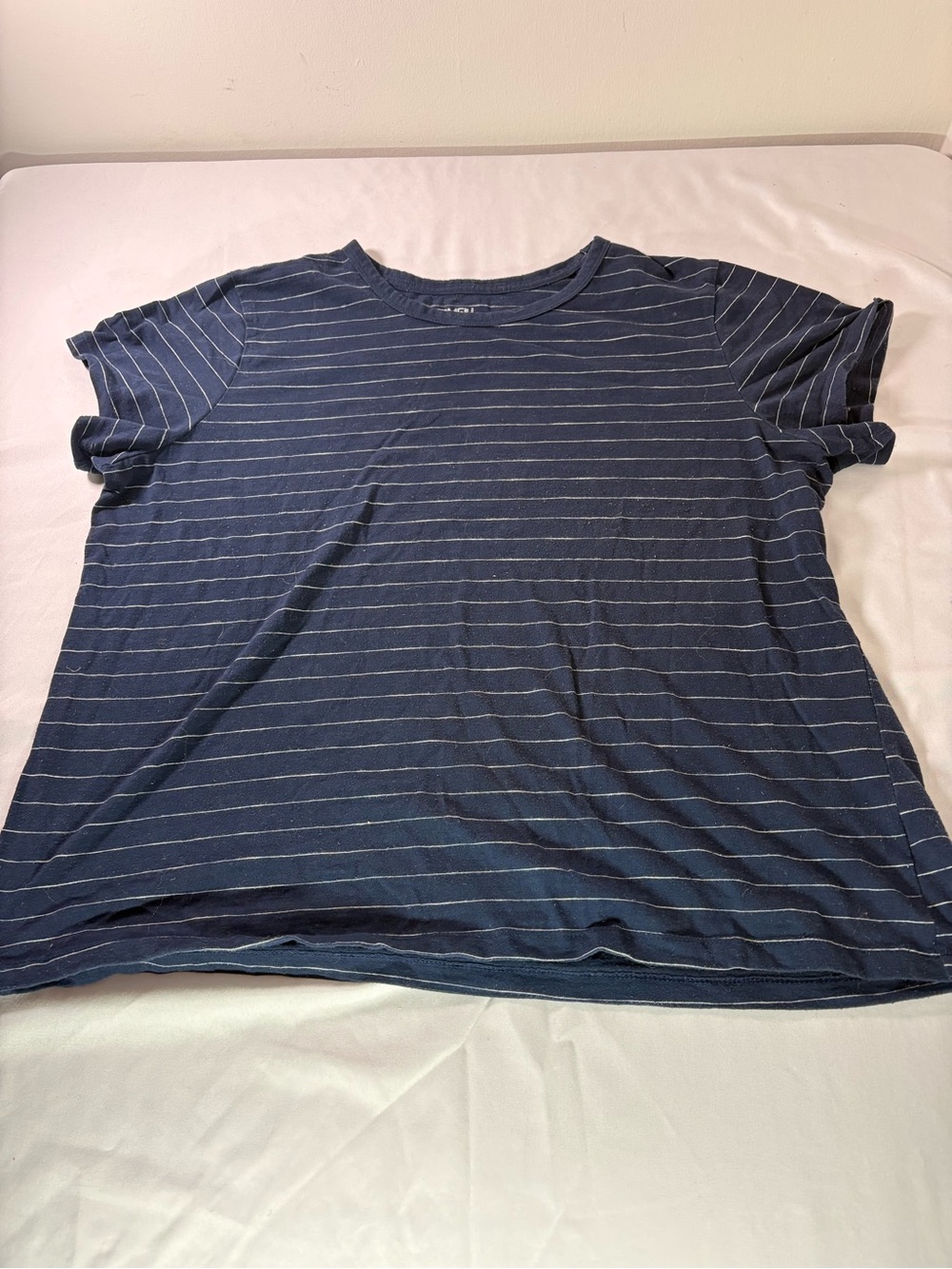 Classic Navy Striped Crewneck Tee - Women